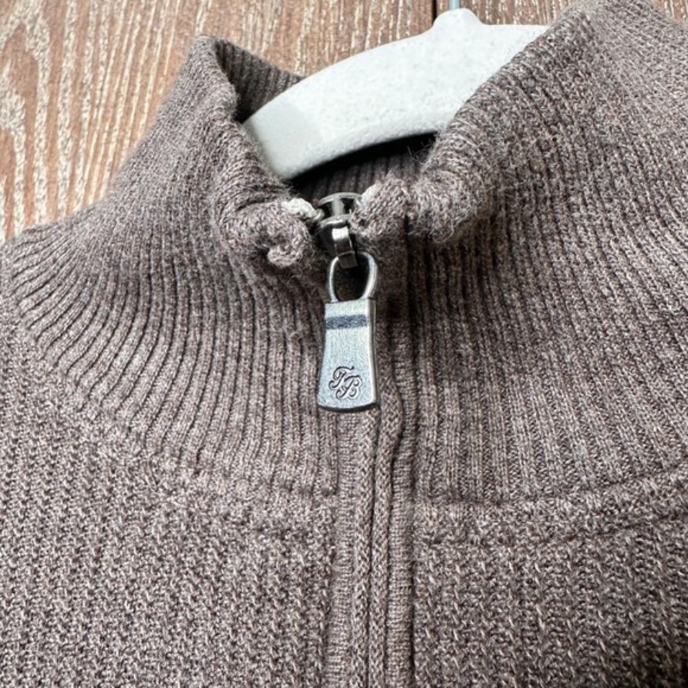 Tommy Bahama Mens Quarter Zip Ribbed Knit Pullover‎ Sweater Brown Size L Relaxed - Picture 3 of 8